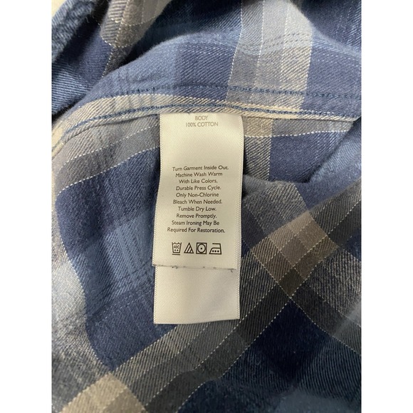Eddie Bauer Mens TXL Classic Fit Blue Plaid Button Down Shirt - Picture 5 of 11